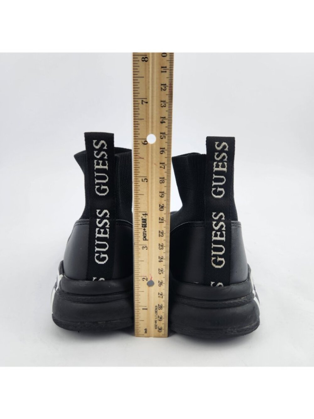 GUESS Black Sock Sneakers Size 5.5 High Top Knit Logo Athletic Running Shoes Wm - Picture 12 of 14